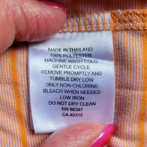 Ashworth "The Powelton Club" Men's Polyester Orange Striped Golf Polo EUC - Picture 5 of 6